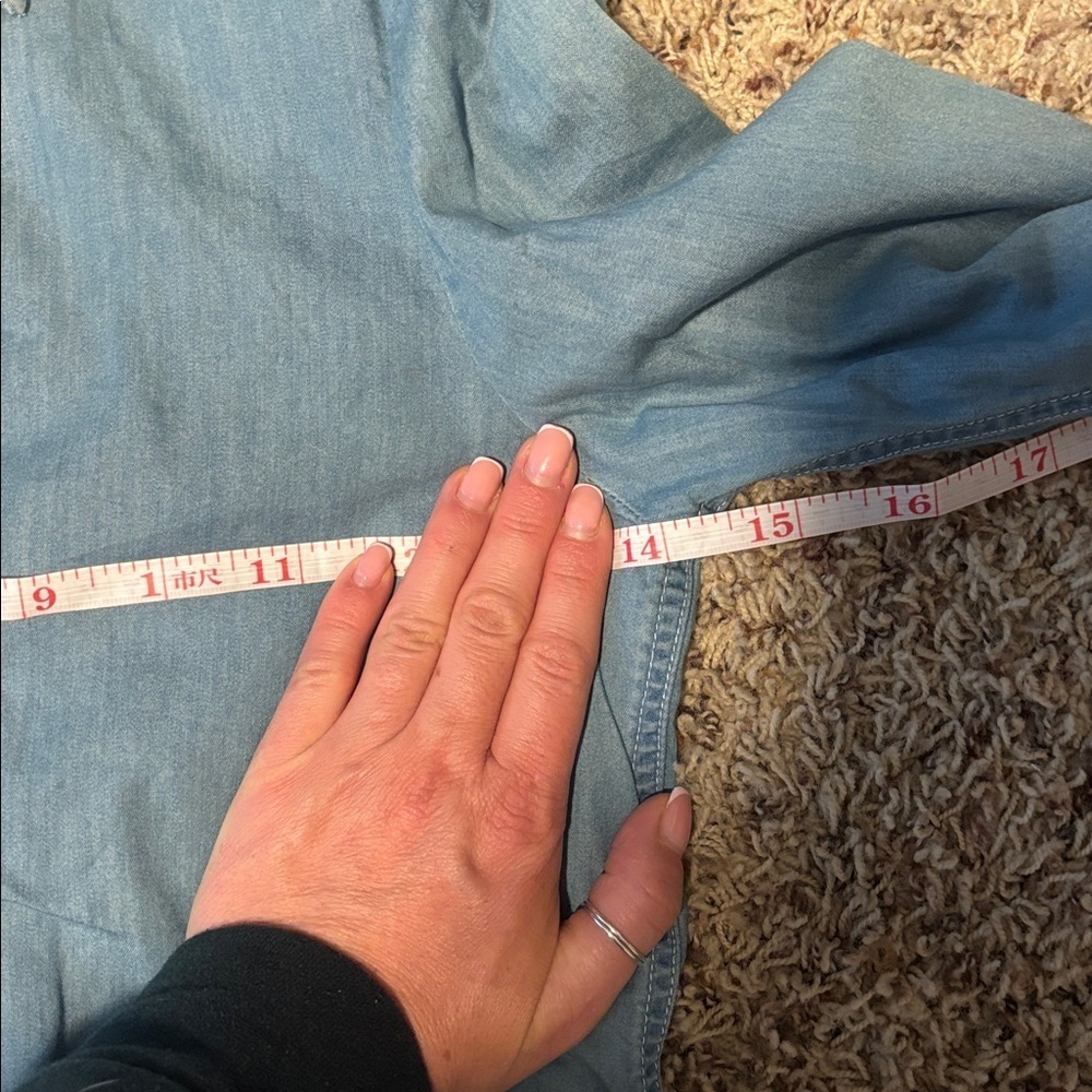 PAIGE puff sleeve button up denim women’s - Picture 6 of 6